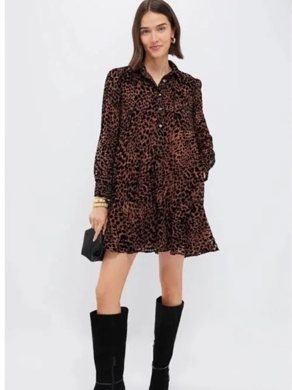 Tuckernuck Callahan Velvet Burnout Leopard Print Shirt Dress Size XXL